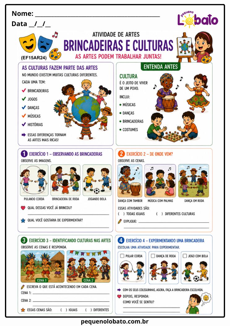 Atividade sobre Matrizes estéticas culturais nas artes integradas para o 3º ano (EF15AR24)