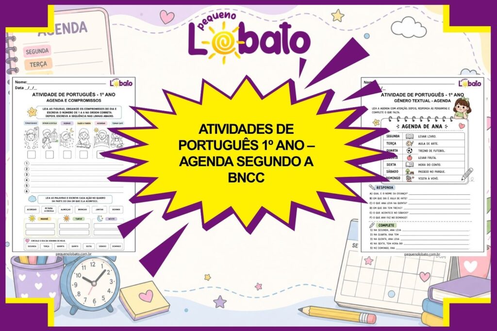 Atividades de Português 1º Ano – Agenda segundo a BNCC