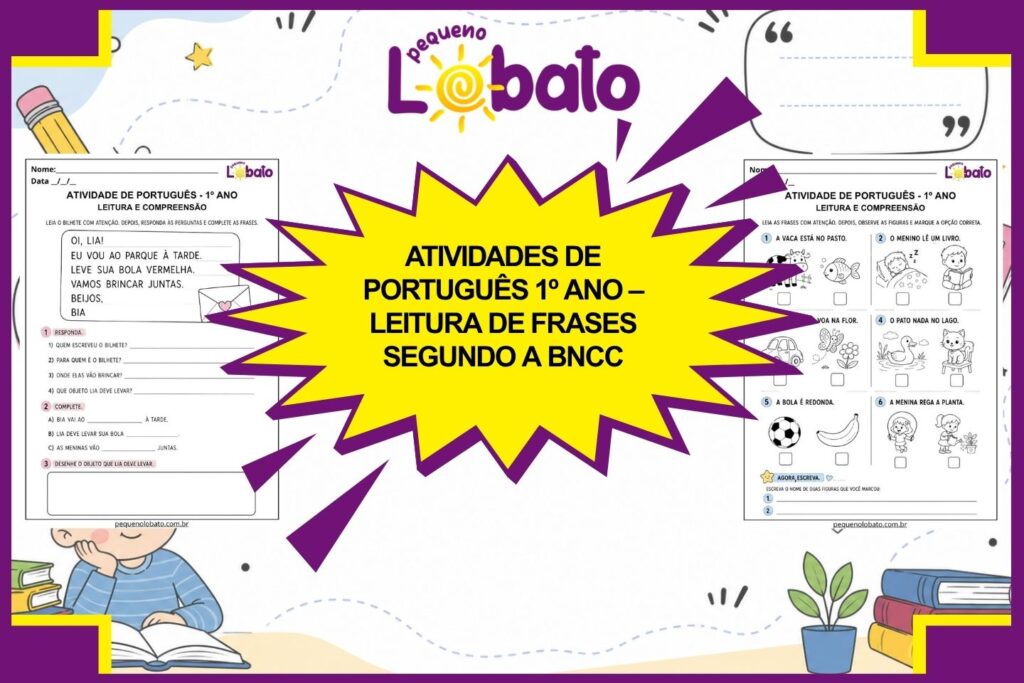 Atividades de Português 1º Ano – Leitura de Frases segundo a BNCC