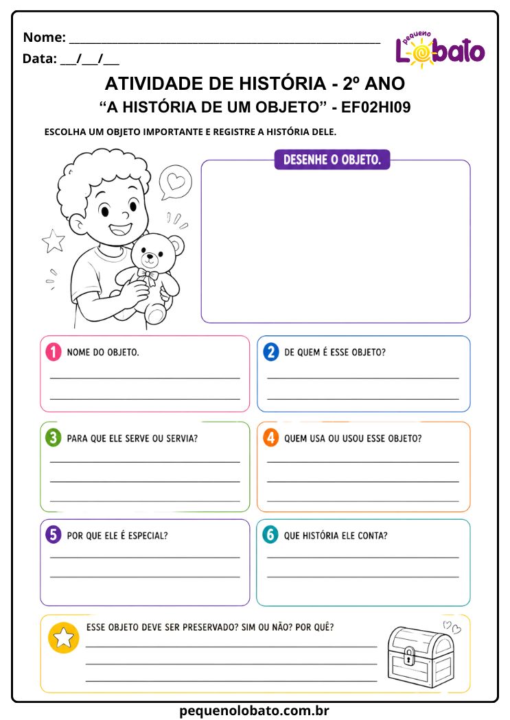 Atividade de História 2º Ano sobre a História de um Objeto (EF02HI09)