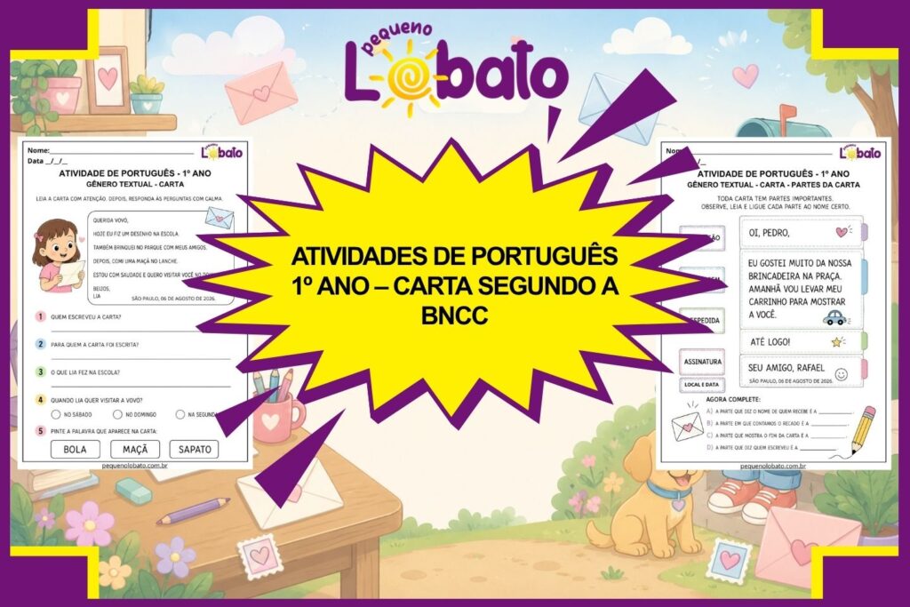 Atividades de Português 1º Ano – Carta segundo a BNCC