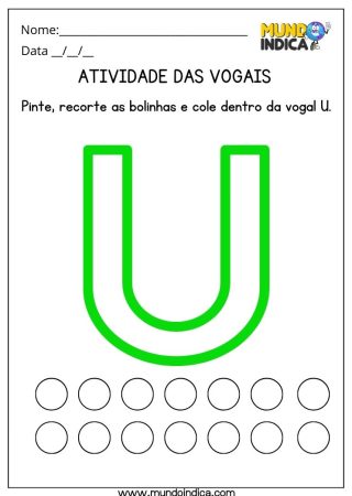Atividade Lúdica de Português com a Vogal U para Imprimir