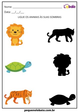 Atividade com Sombras dos Animais para Educação Infantil