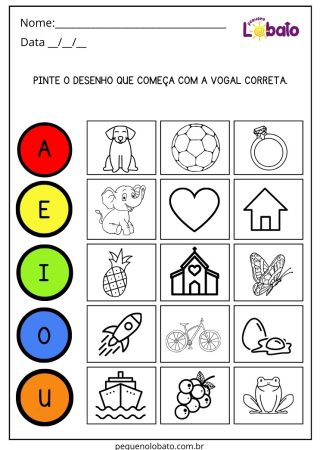 Atividade com Vogais para Alunos com Autismo para Imprimir