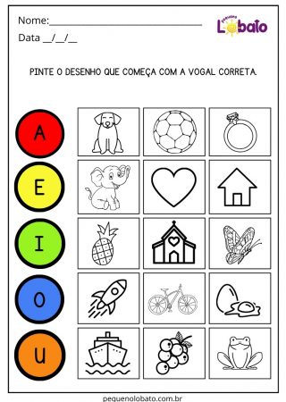Atividade com Vogais para Alunos com Autismo para Imprimir