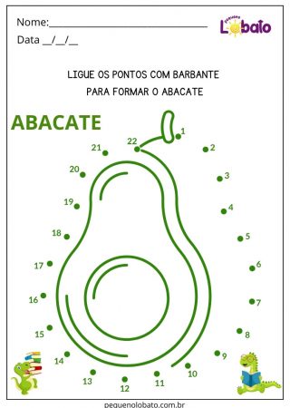 Atividade de Alimentação Saudável com Ligue os Pontos do Abacate