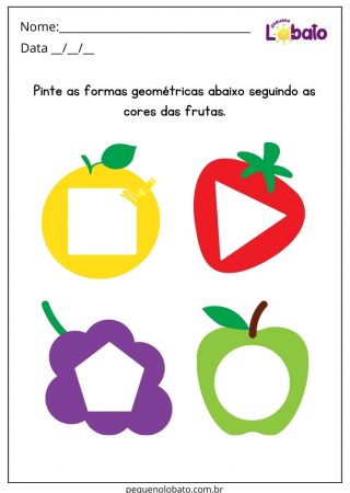Atividade de Alimentação Saudável com Pintura das Formas Geométricas