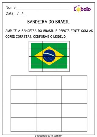 Atividade de Artes com Bandeira do Brasil para Imprimir