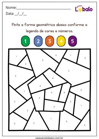 Atividade de Artes com Números e Formas para Colorir para Imprimir