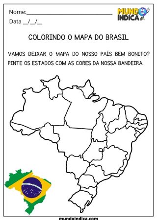 Atividade de Artes para Colorir o Mapa do Brasil
