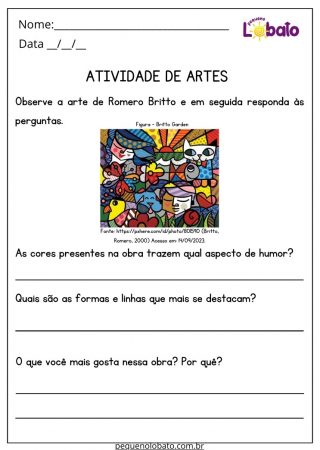 Atividade de Artes sobre Romero Britto