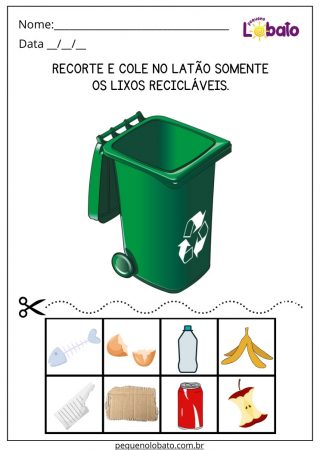 Atividade de Ciências sobre Lixo Reciclável para Imprimir