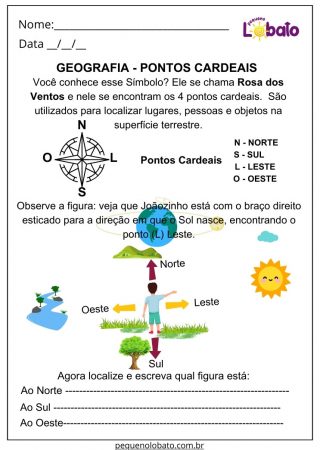 Atividade de Geografia 2 Ano Ensino Fundamental Pontos Cardeais para Imprimir