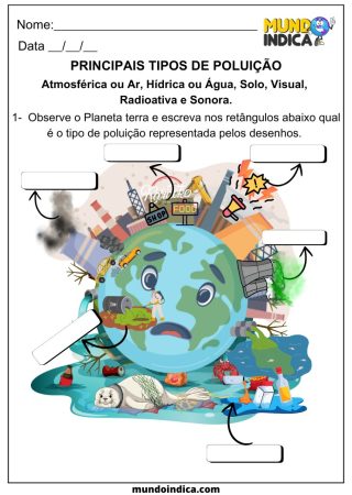 Atividade de Geografia 5 ano sobre Poluição