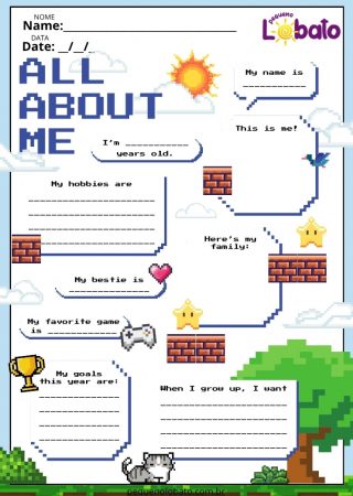 Atividade de Inglês About Me para Imprimir