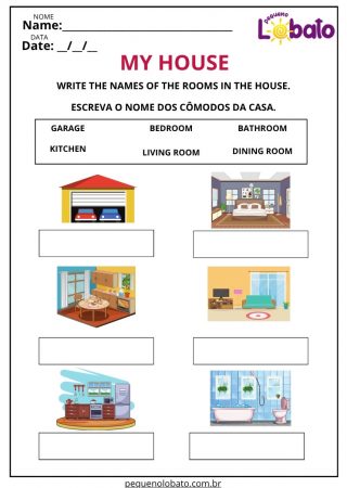 Atividade de Inglês sobre My House para Imprimir