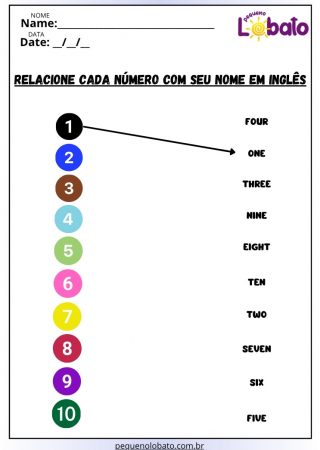 Atividade de Inglês sobre Números para Ligar para Imprimir