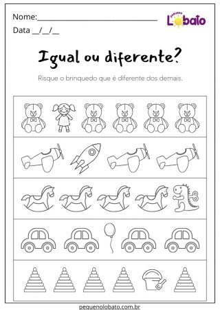 Atividade de Matemática 2 Ano Percepção Visual para Encontrar o Item Diferente para Imprimir