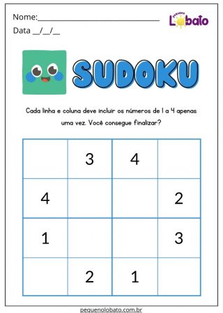 Atividade de Matemática 3 Ano Sudoku Fácil para Imprimir