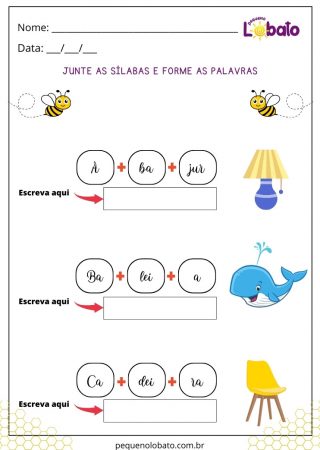 Atividade de Português com Sílabas para Alunos com Dislexia