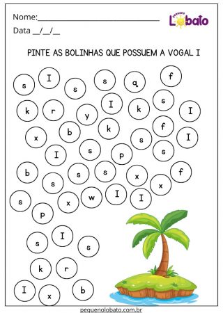 Atividade de Português com a Vogal I para Imprimir
