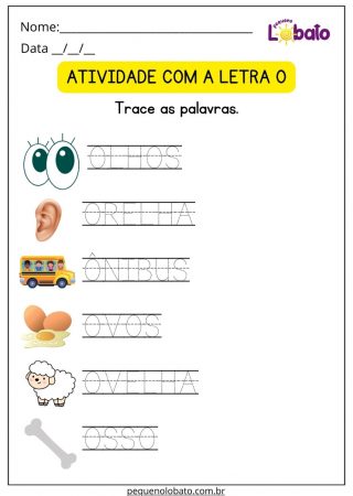 Atividade de Português de Escrita de Palavras com a Letra O para Imprimir