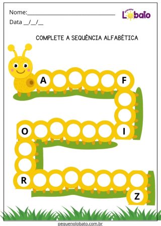Atividade de Português de Sequência Alfabética para Imprimir