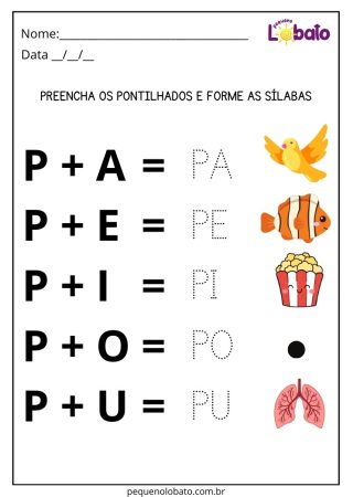 Atividade de Português para Alunos com Autismo para Imprimir