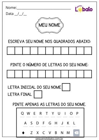 Atividade de Português sobre Meu Nome para Imprimir