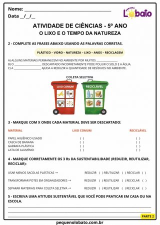 Atividades de Ciências 5º Ano do Ensino Fundamental alinhadas à BNCC ...