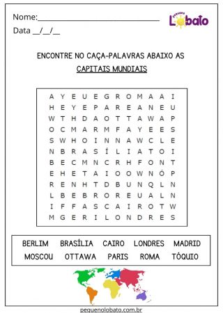 Atividade de estimulação cognitiva com caça-palavras