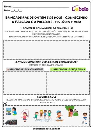 Atividade de história Pequeno Lobato para 1º ano