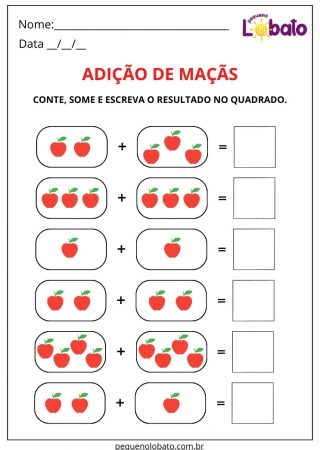 Atividade de matemática adição de maçãs