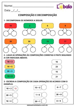 Atividade de matemática composição e decomposição