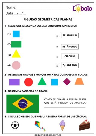 Atividade de matemática figuras geométricas planas