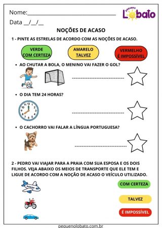 Atividade de matemática noções de acaso