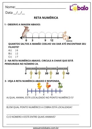 Atividade de matemática reta numérica