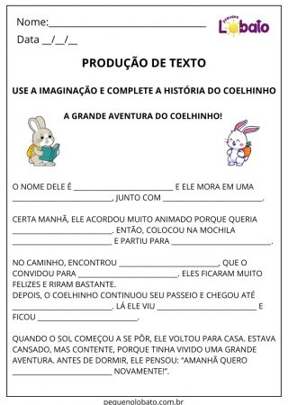 Atividade de português com produção de texto