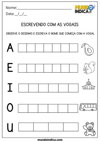 Atividade de português com vogais