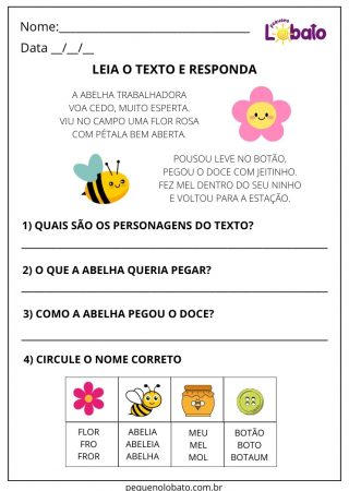 Atividade de português interpretação de texto