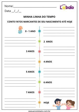 Atividade de português sobre identidade linha do tempo e fatos marcantes
