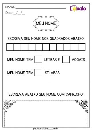 Atividade meu Nome para Alunos com TOD