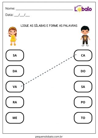 Atividade para Alunos com Dislexia Ligue as Sílabas e Forme Palavras