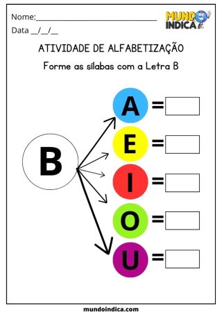 Atividade para forme as sílabas com a Letra B para Crianças com Dislexia para Imprimir