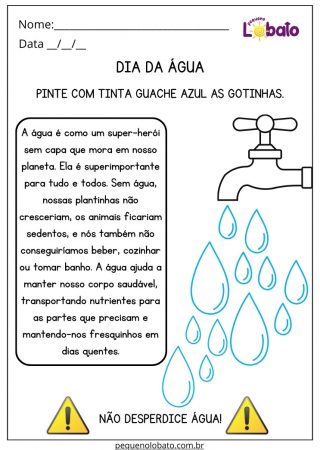 Atividade para o dia da água para imprimir