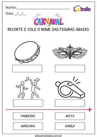 Atividade para o dia de carnaval para imprimir