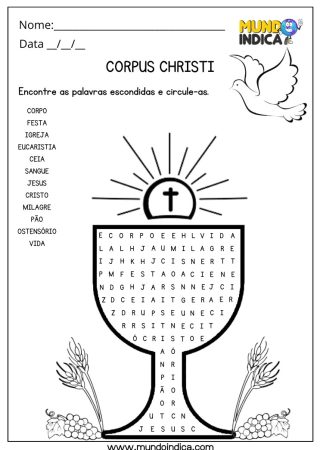 Atividade para o dia de corpus christi