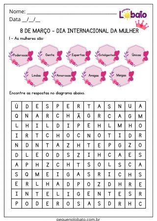Atividade para o dia internacional da mulher para imprimir