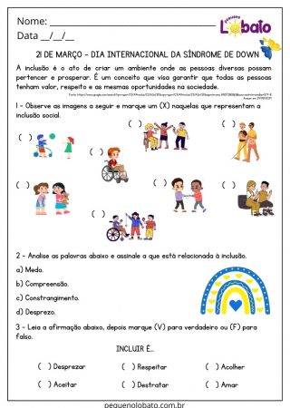 Atividade para o dia internacional da síndrome de down para imprimir