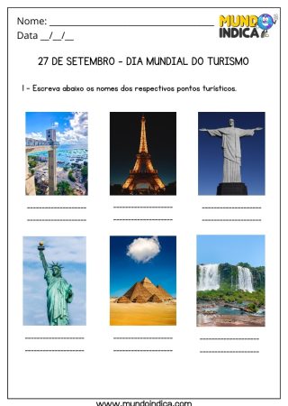 Atividade para o dia mundial do turismo